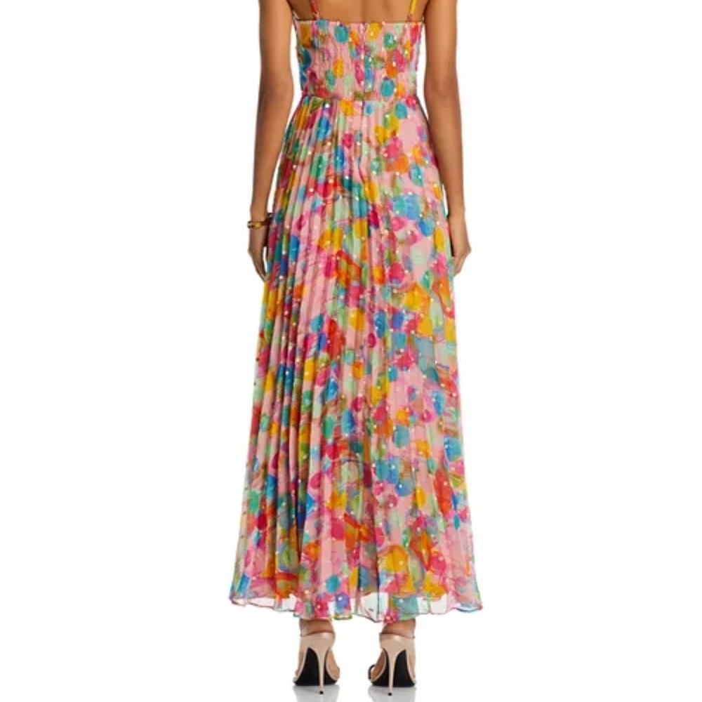 Aqua X Kerri Rosenthal Womens Maxi Dress Pink/Multi Pleated Corset Bust Size XL - Picture 2 of 13